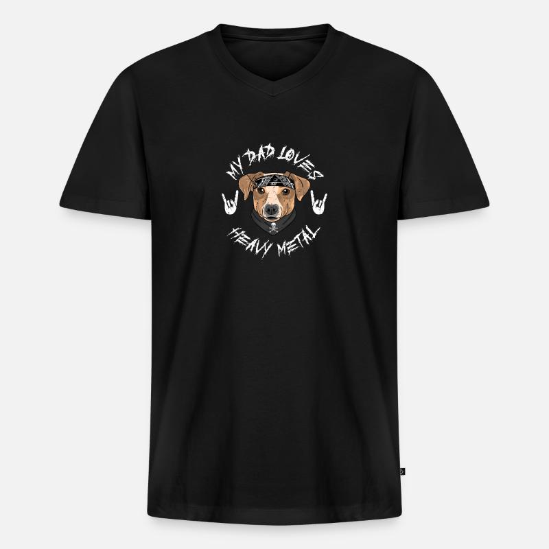 JACK RUSSEL TERRIER - Männer Premium Bio T-Shirt mit V-Ausschnitt - Schwarz