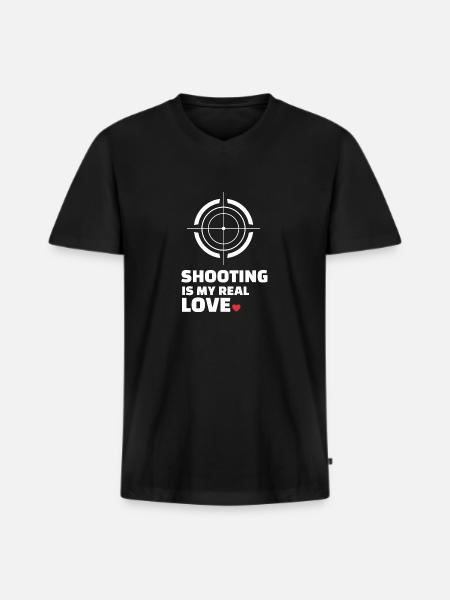 I love to shoot - Men's Premium Organic T-shirt with V-neck - black