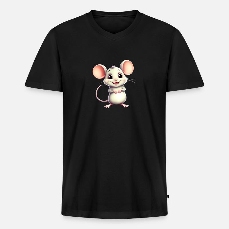 Maus - Männer Premium Bio T-Shirt mit V-Ausschnitt - Schwarz