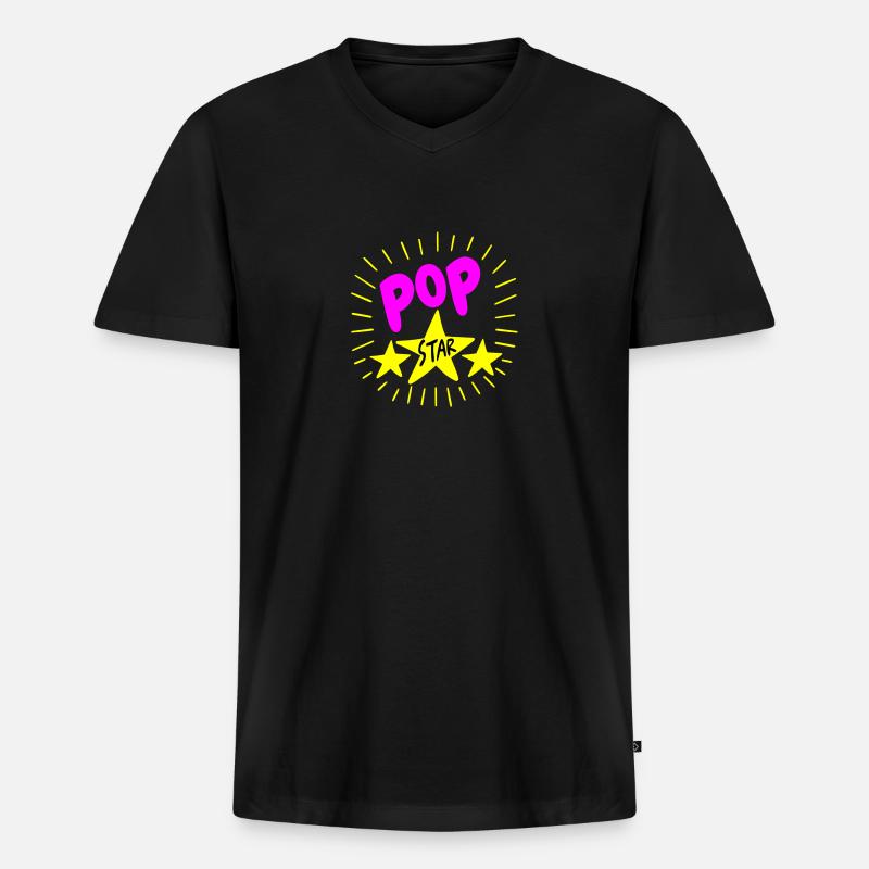 Pop Star bunt - Männer Premium Bio T-Shirt mit V-Ausschnitt - Schwarz