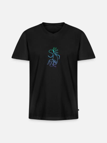 Kokopelli Drummer - Men's Premium Organic T-shirt with V-neck - black
