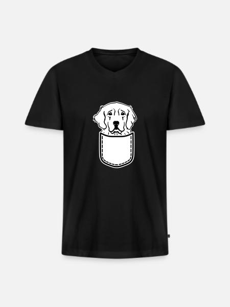 Golden Retriever - Männer Premium Bio T-Shirt mit V-Ausschnitt - Schwarz