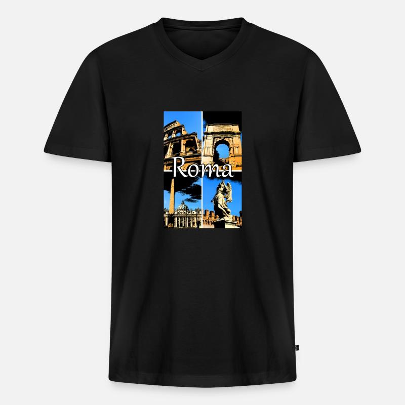 Roma Collage Comic sign lettering - Männer Premium Bio T-Shirt mit V-Ausschnitt - Schwarz