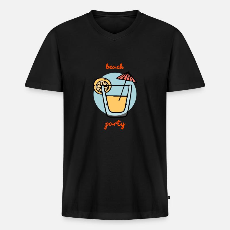Summer Beach Party Cocktail - Männer Premium Bio T-Shirt mit V-Ausschnitt - Schwarz