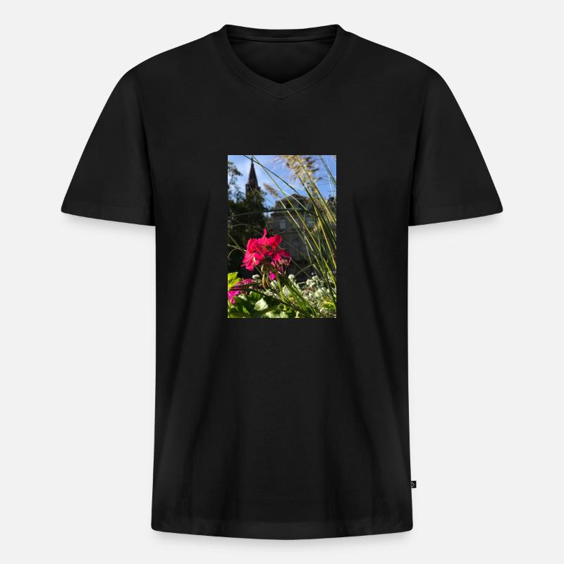 Elsässer Straßburger Domblume - Männer Premium Bio T-Shirt mit V-Ausschnitt - Schwarz