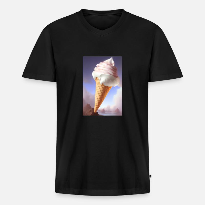 Eiscreme - Männer Premium Bio T-Shirt mit V-Ausschnitt - Schwarz
