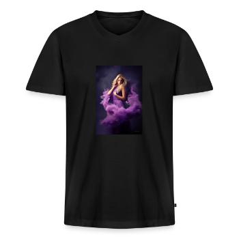 Purple Beauty 4 - T-shirt encolure en V Premium bio Homme - noir - Devant - Nico (187cm)