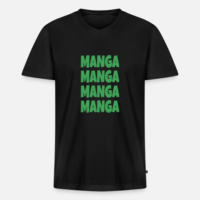 Manga - Männer Premium Bio T-Shirt mit V-Ausschnitt - Schwarz