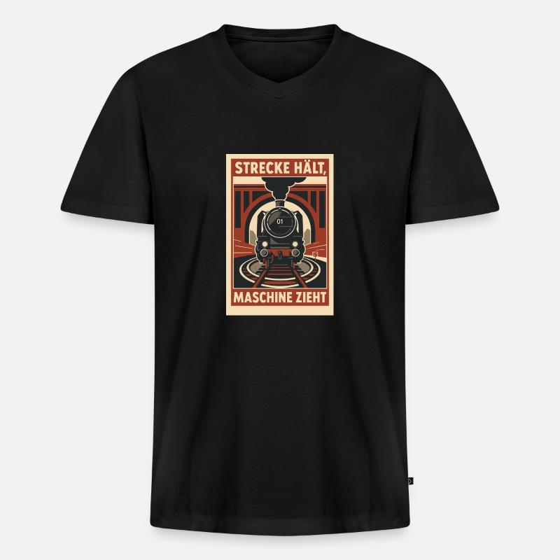 Railway Track Holds Machine Pulls - Men's Premium Organic T-shirt with V-neck - black