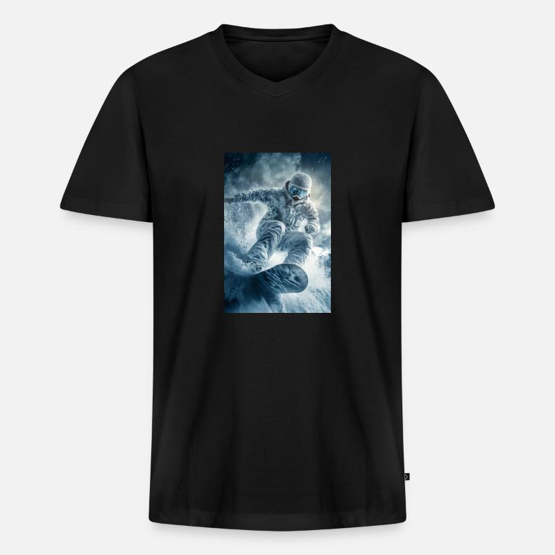 Frozen Thrill Snowboarder - Männer Premium Bio T-Shirt mit V-Ausschnitt - Schwarz