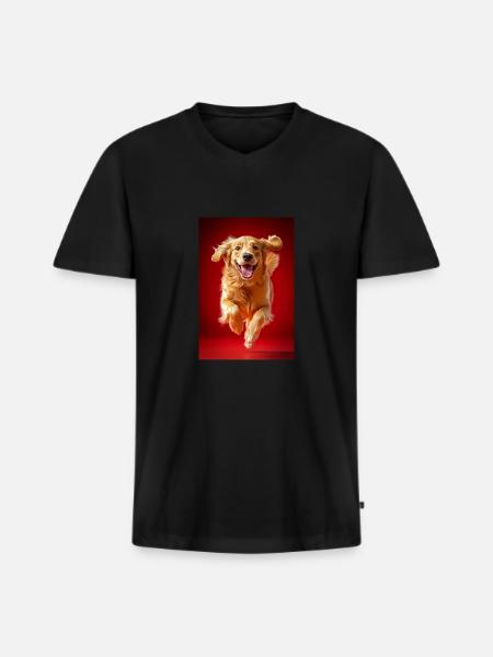 Flying Golden Joy - Men's Premium Organic T-shirt with V-neck - black