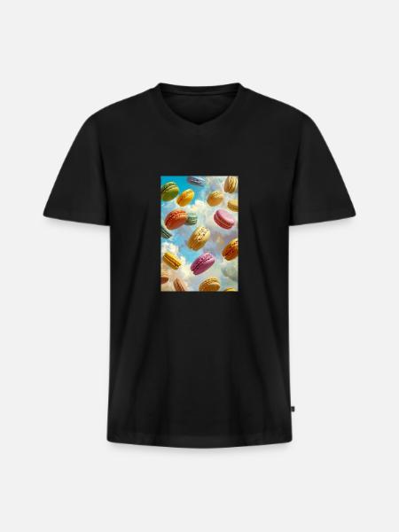 Bunte Macarons am Himmel - Männer Premium Bio T-Shirt mit V-Ausschnitt - Schwarz