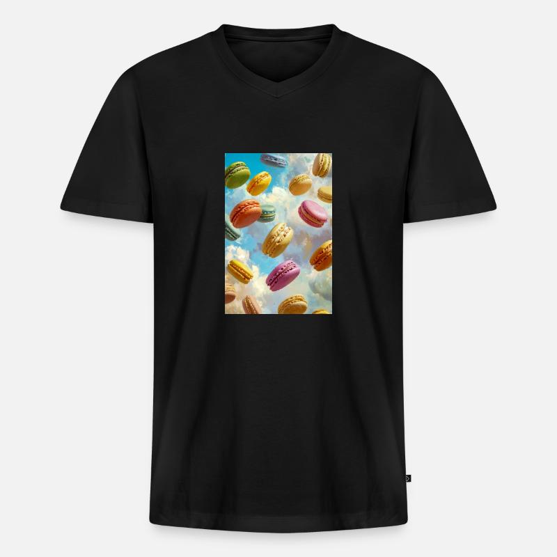 Bunte Macarons am Himmel - Männer Premium Bio T-Shirt mit V-Ausschnitt - Schwarz