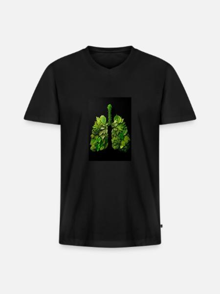 Green Lungs of Nature - Men's Premium Organic T-shirt with V-neck - black