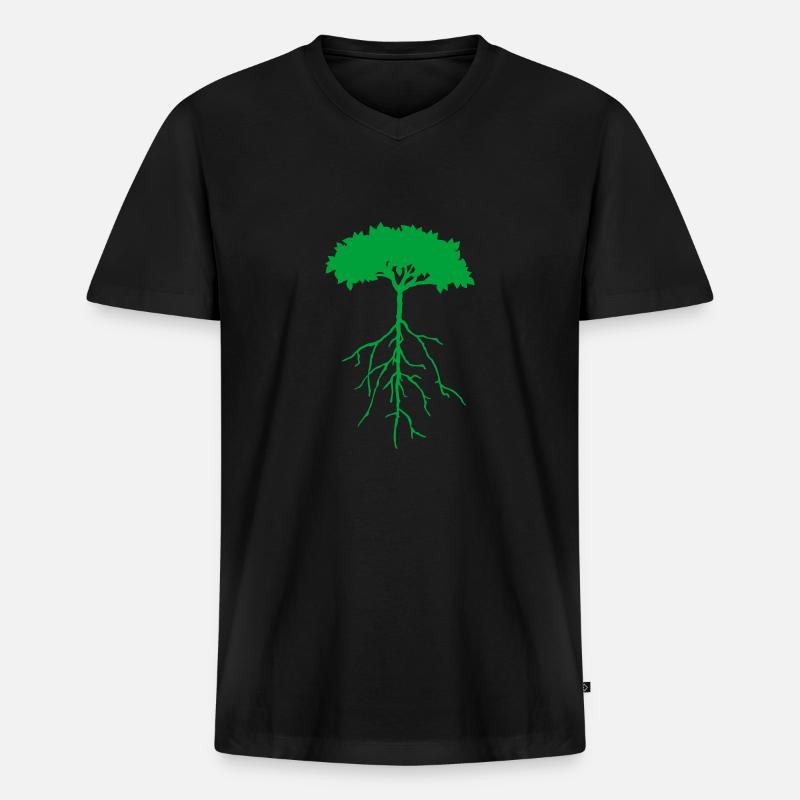 wurzelbaum - Männer Premium Bio T-Shirt mit V-Ausschnitt - Schwarz