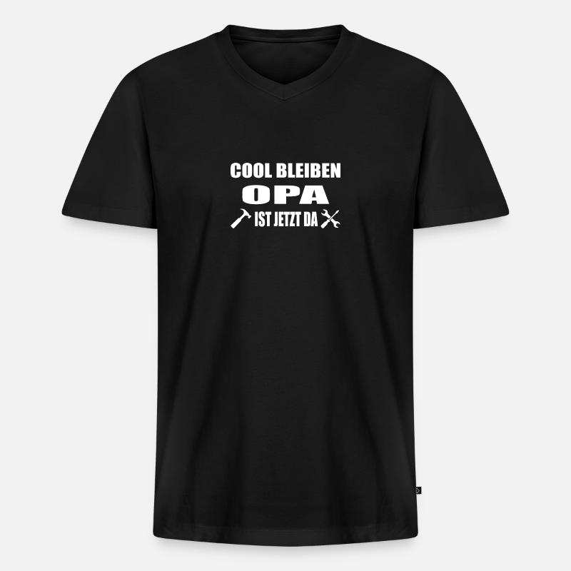 Opa - Männer Premium Bio T-Shirt mit V-Ausschnitt - Schwarz