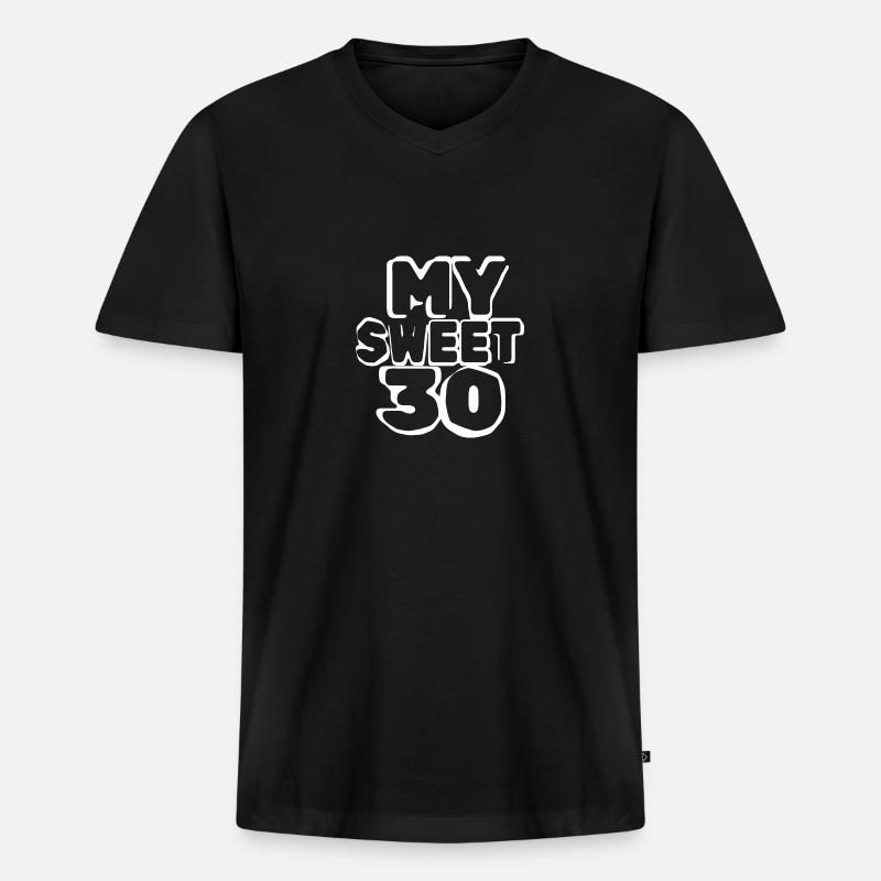30 - Männer Premium Bio T-Shirt mit V-Ausschnitt - Schwarz