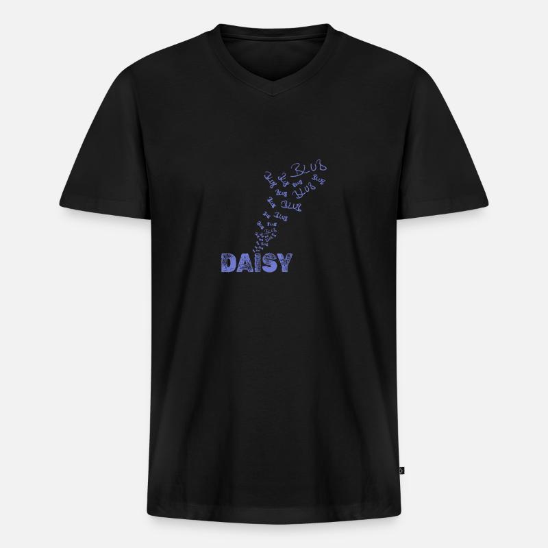 Daisy - Männer Premium Bio T-Shirt mit V-Ausschnitt - Schwarz