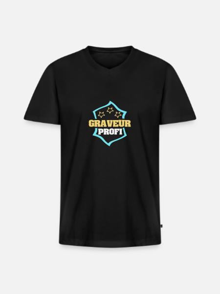 Gift for Engraver - Men's Premium Organic T-shirt with V-neck - black