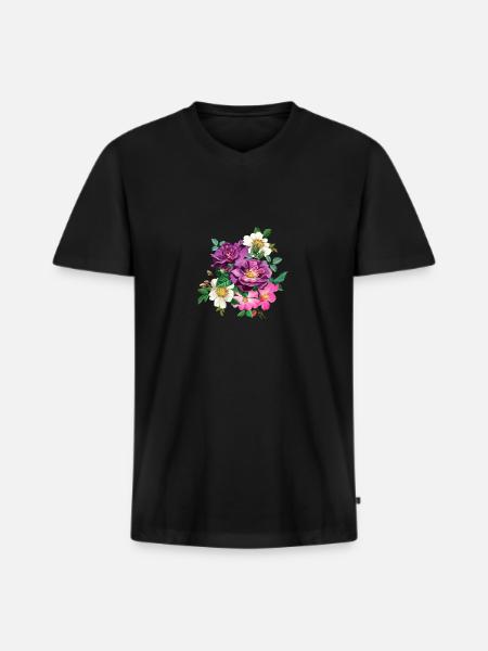 Roses - Männer Premium Bio T-Shirt mit V-Ausschnitt - Schwarz