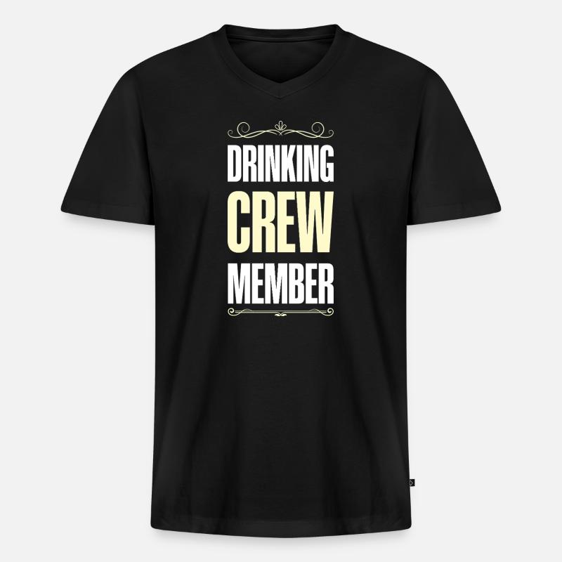 Drinking Crew - Männer Premium Bio T-Shirt mit V-Ausschnitt - Schwarz