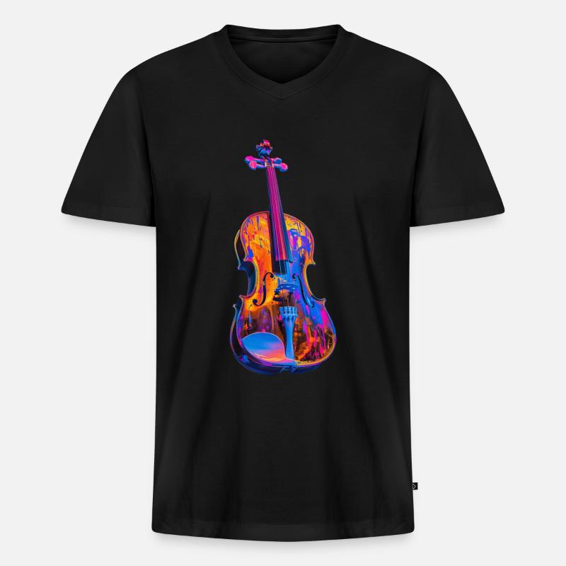 Violine - Männer Premium Bio T-Shirt mit V-Ausschnitt - Schwarz