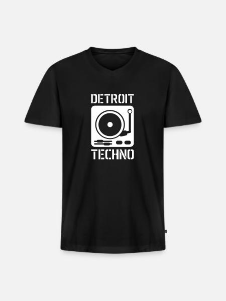 Detroit techno cadeau rave gezegde - Mannen Premium Bio T-shirt met V-hals - zwart