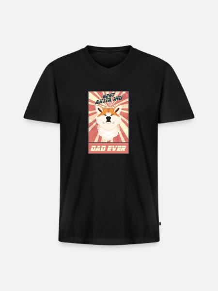 Bästa Akita Inu pappa någonsin I Akita Inu älskare - Ekologisk premium-T-shirt med V-ringning herr - svart