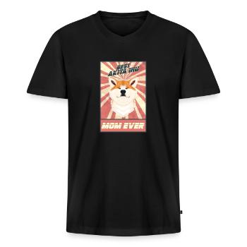 Meilleur Akita Inu Maman Jamais I Akita Inu Lover - T-shirt encolure en V Premium bio Homme - noir - Devant - Nico (187cm)