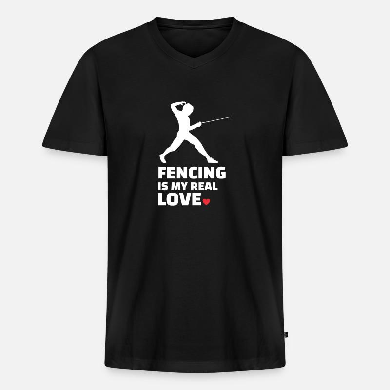 Fechten - Männer Premium Bio T-Shirt mit V-Ausschnitt - Schwarz