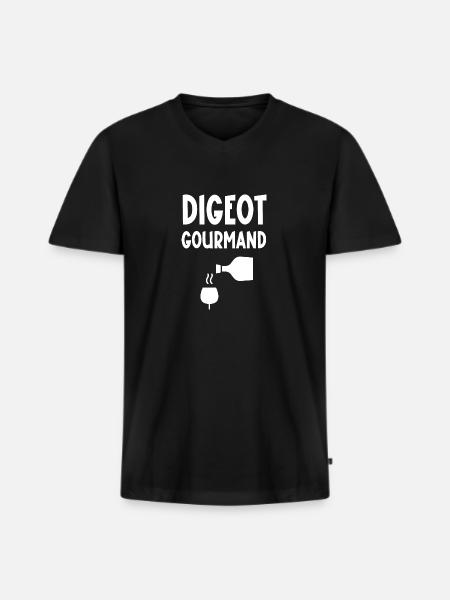 digeot gourmand - T-shirt encolure en V Premium bio Homme - noir