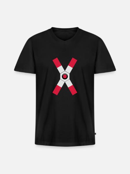 Andreaskreuz Warnlicht - Männer Premium Bio T-Shirt mit V-Ausschnitt - Schwarz