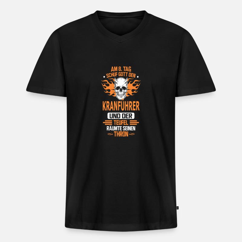 KRANFÜHRER - Männer Premium Bio T-Shirt mit V-Ausschnitt - Schwarz