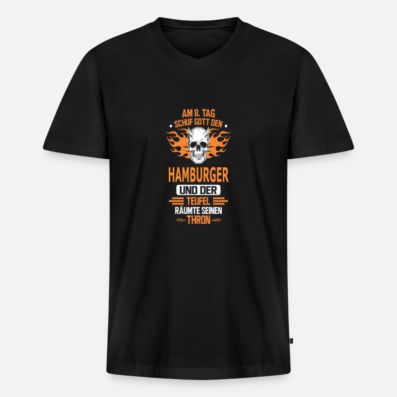 HAMBURGER - Männer Premium Bio T-Shirt mit V-Ausschnitt - Schwarz