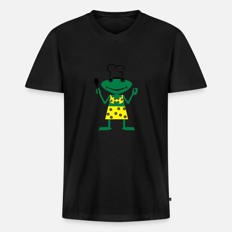 Cook frog - Männer Premium Bio T-Shirt mit V-Ausschnitt - Schwarz