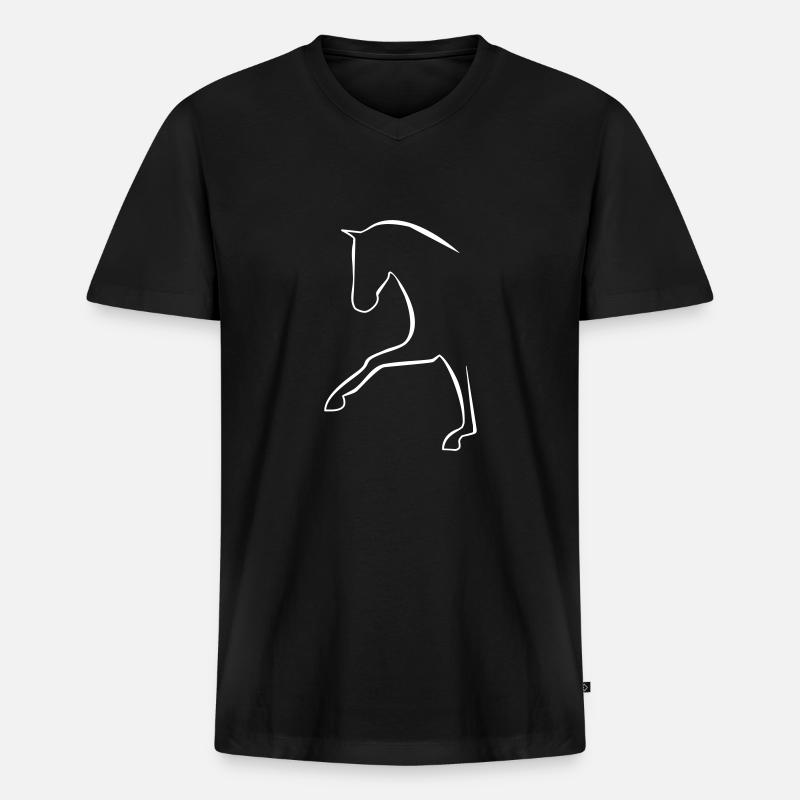 Pferd - Männer Premium Bio T-Shirt mit V-Ausschnitt - Schwarz