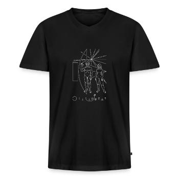 Pioneer_N2 - T-shirt encolure en V Premium bio Homme - noir - Devant - Nico (187cm)