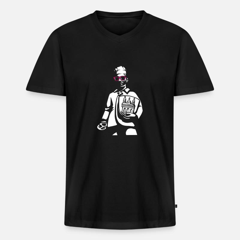 Speyerer Brezelbub - Männer Premium Bio T-Shirt mit V-Ausschnitt - Schwarz