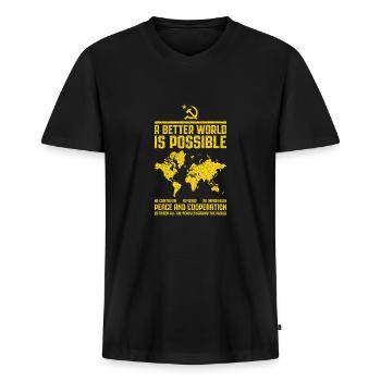 Communist internationalism - Men's Premium Organic T-shirt with V-neck - black - Front - Nico (187cm)