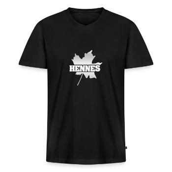 Hennes Hennes - Männer Premium Bio T-Shirt mit V-Ausschnitt - Schwarz - Vorne - Nico (187cm)
