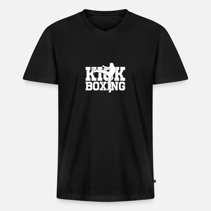 KICKBOXING - Männer Premium Bio T-Shirt mit V-Ausschnitt - Schwarz