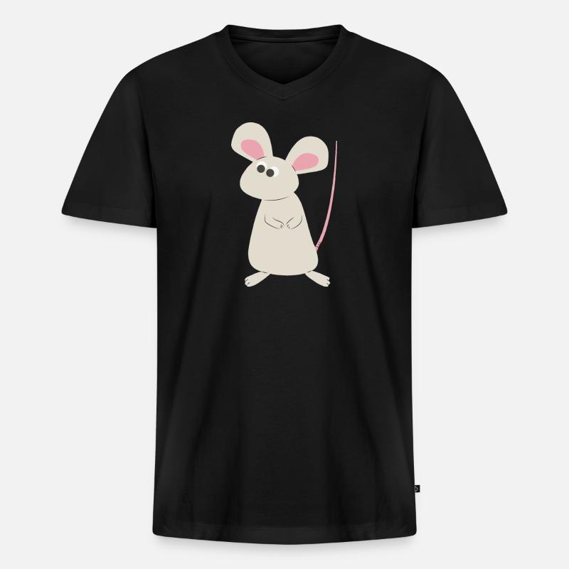 Cleveres Mäuschen - Männer Premium Bio T-Shirt mit V-Ausschnitt - Schwarz