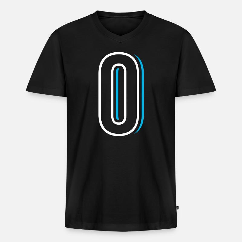 Nummer 0 - Null - Männer Premium Bio T-Shirt mit V-Ausschnitt - Schwarz