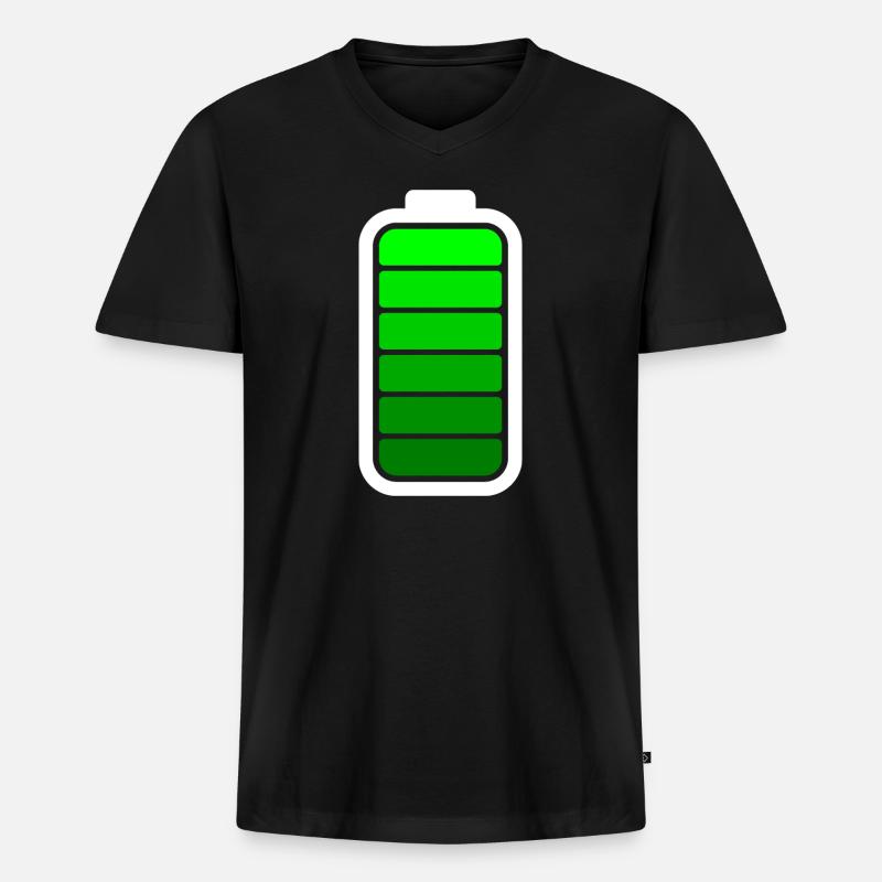FULL BATTERY - White - Männer Premium Bio T-Shirt mit V-Ausschnitt - Schwarz