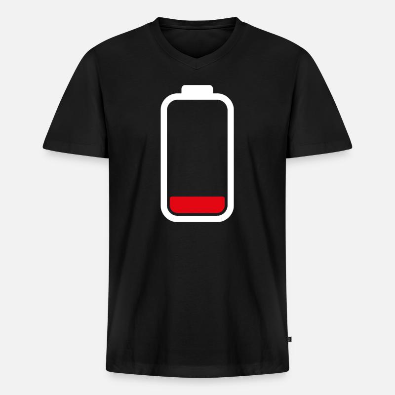 LOW BATTERY - White - Männer Premium Bio T-Shirt mit V-Ausschnitt - Schwarz