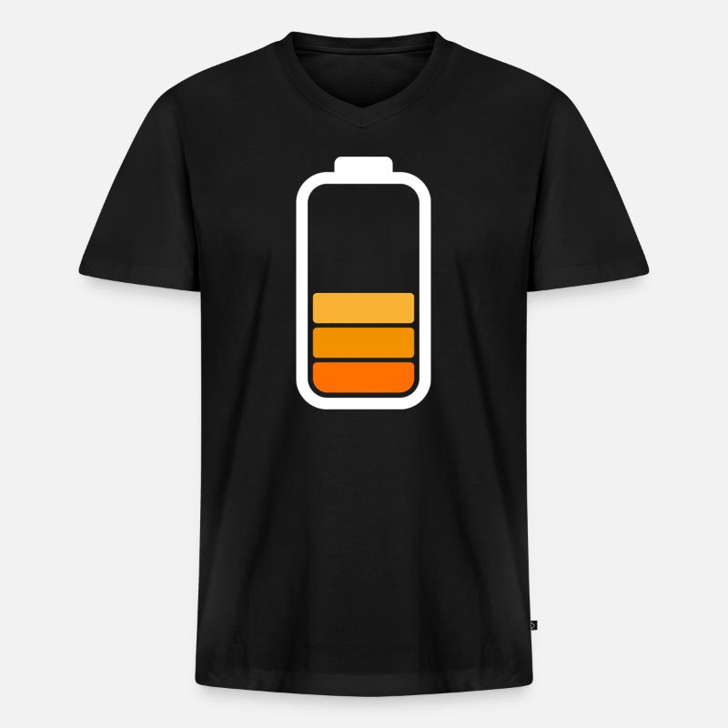 HALF BATTERY - White - Männer Premium Bio T-Shirt mit V-Ausschnitt - Schwarz