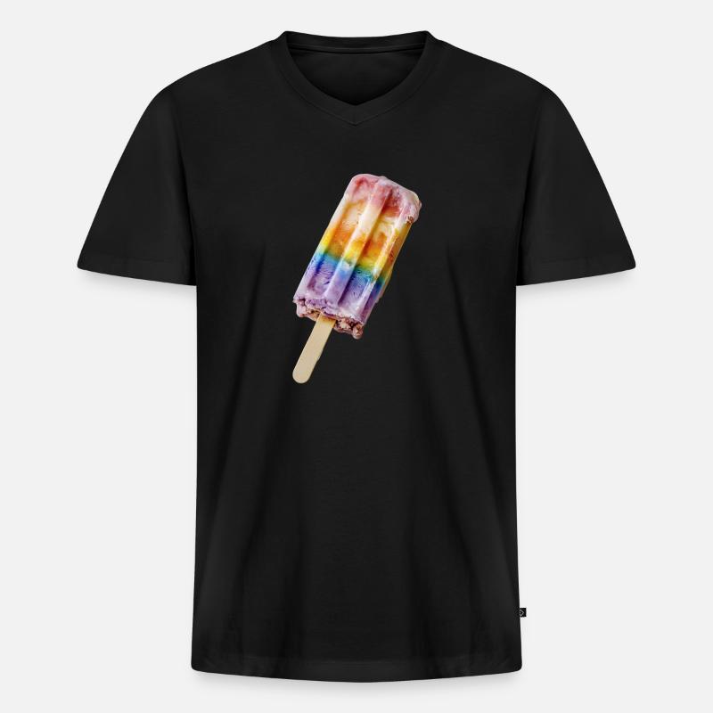 Eis am Stil Regenbogen - Männer Premium Bio T-Shirt mit V-Ausschnitt - Schwarz