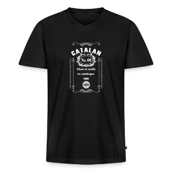 Origine catalan - T-shirt encolure en V Premium bio Homme - noir - Devant - Nico (187cm)