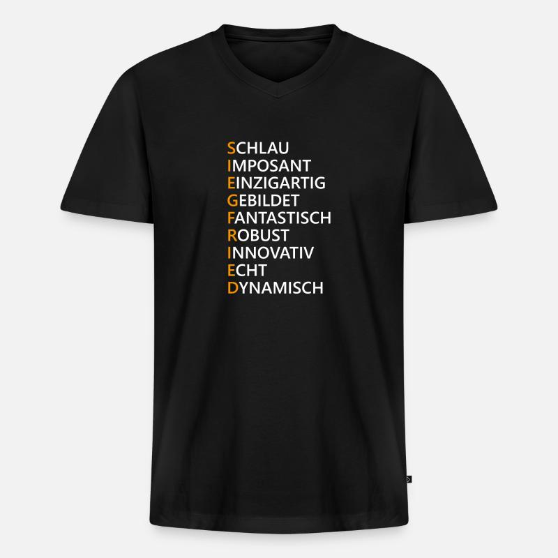 Siegfried Name Geschenk - Männer Premium Bio T-Shirt mit V-Ausschnitt - Schwarz