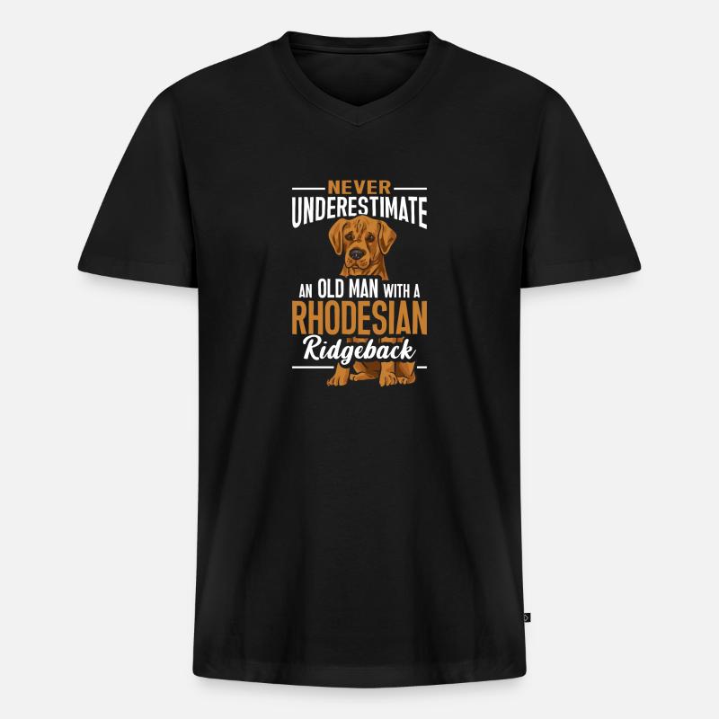 Rhodesian Ridgeback Hund - Männer Premium Bio T-Shirt mit V-Ausschnitt - Schwarz